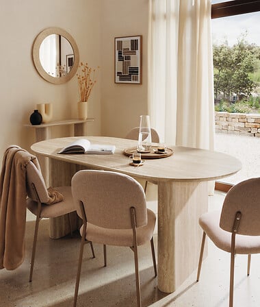 Masă de dining Atmosphera Anaya, MDF cu efect de travertin, 180x90 cm