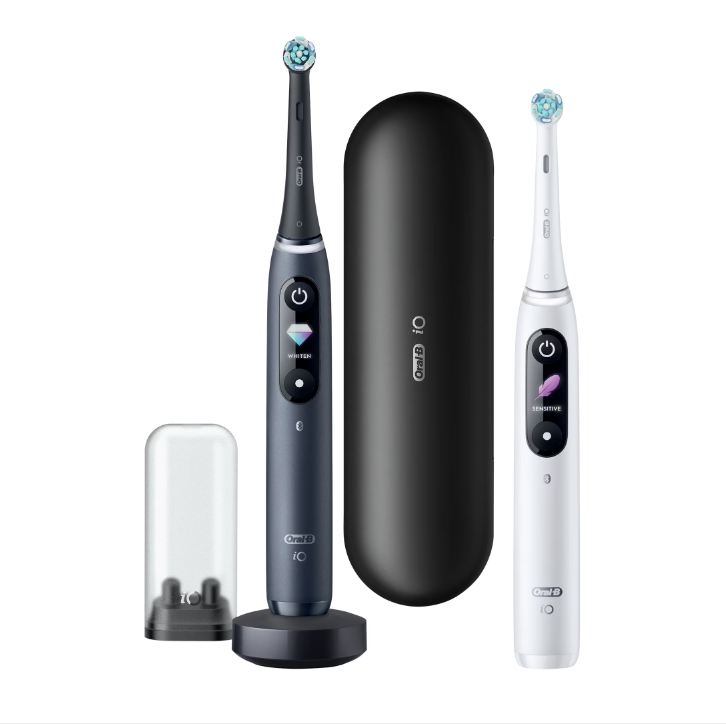 Set de două periuțe de dinți Oral-B iO Series 8 Duo S8421020, alb-negru