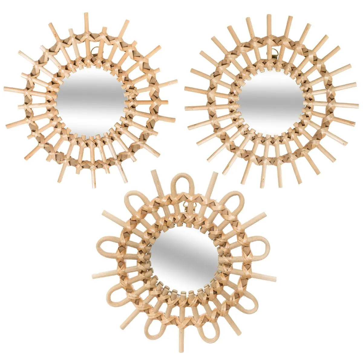 Set oglinzi Atmosphera Aida, 28cm, 3 buc, ratan