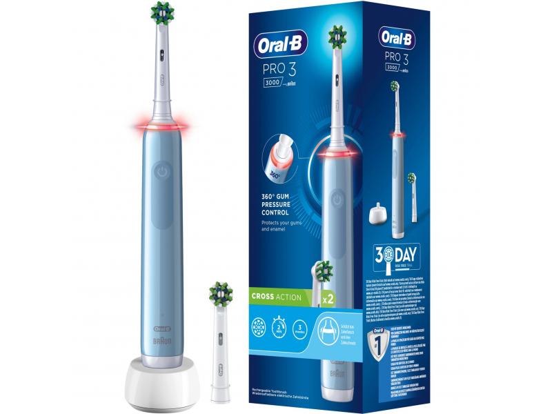 Periuță de dinți electrică Oral-B Pro 3 Cross Action 759752, Albastră