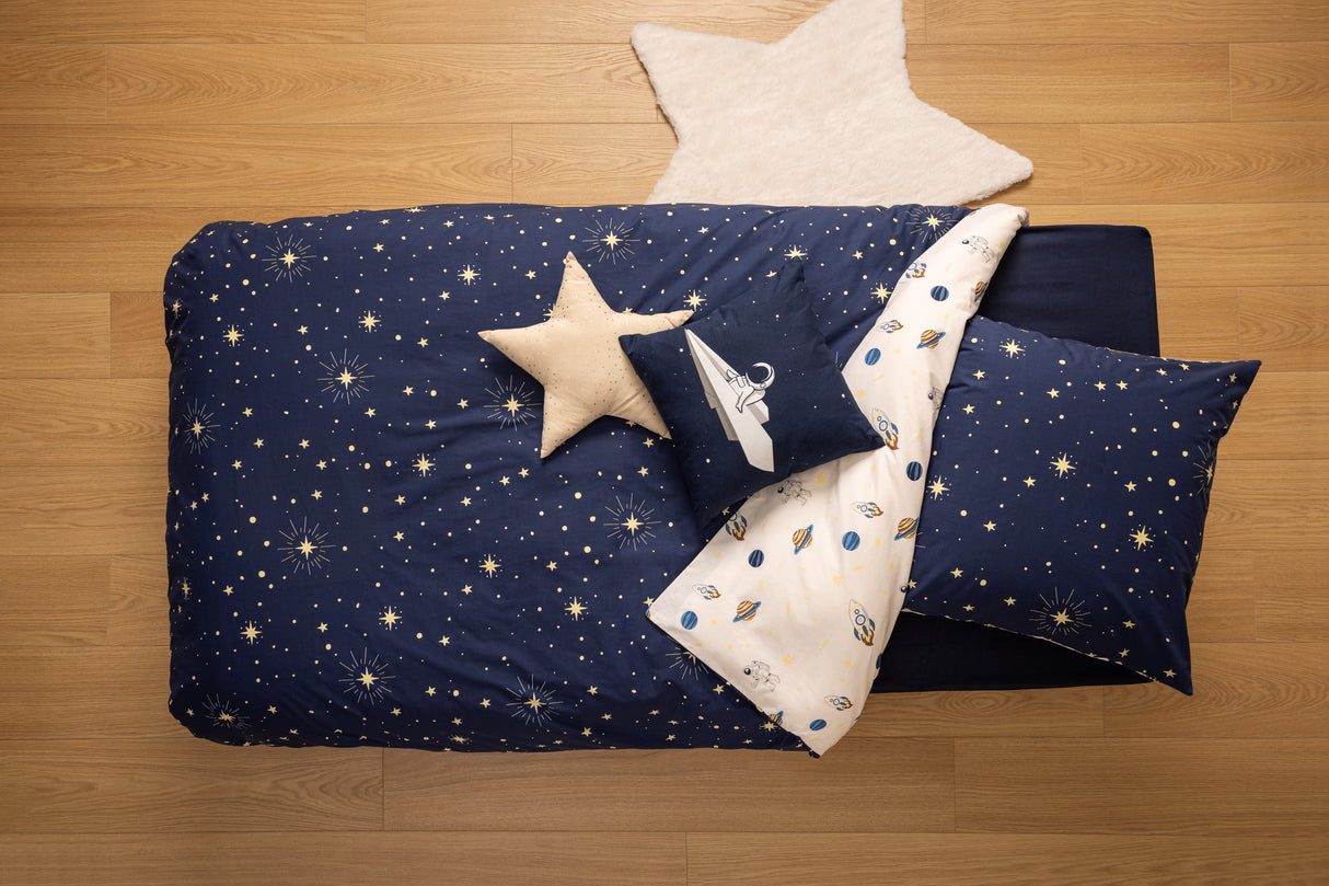 Lenjerie de pat reversibilă pentru copii Atmosphera Space, 140x200 cm, bumbac