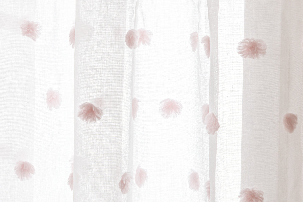 Perdea transparentă pentru copii Atmosphera cu pompoane 140x240cm, roz