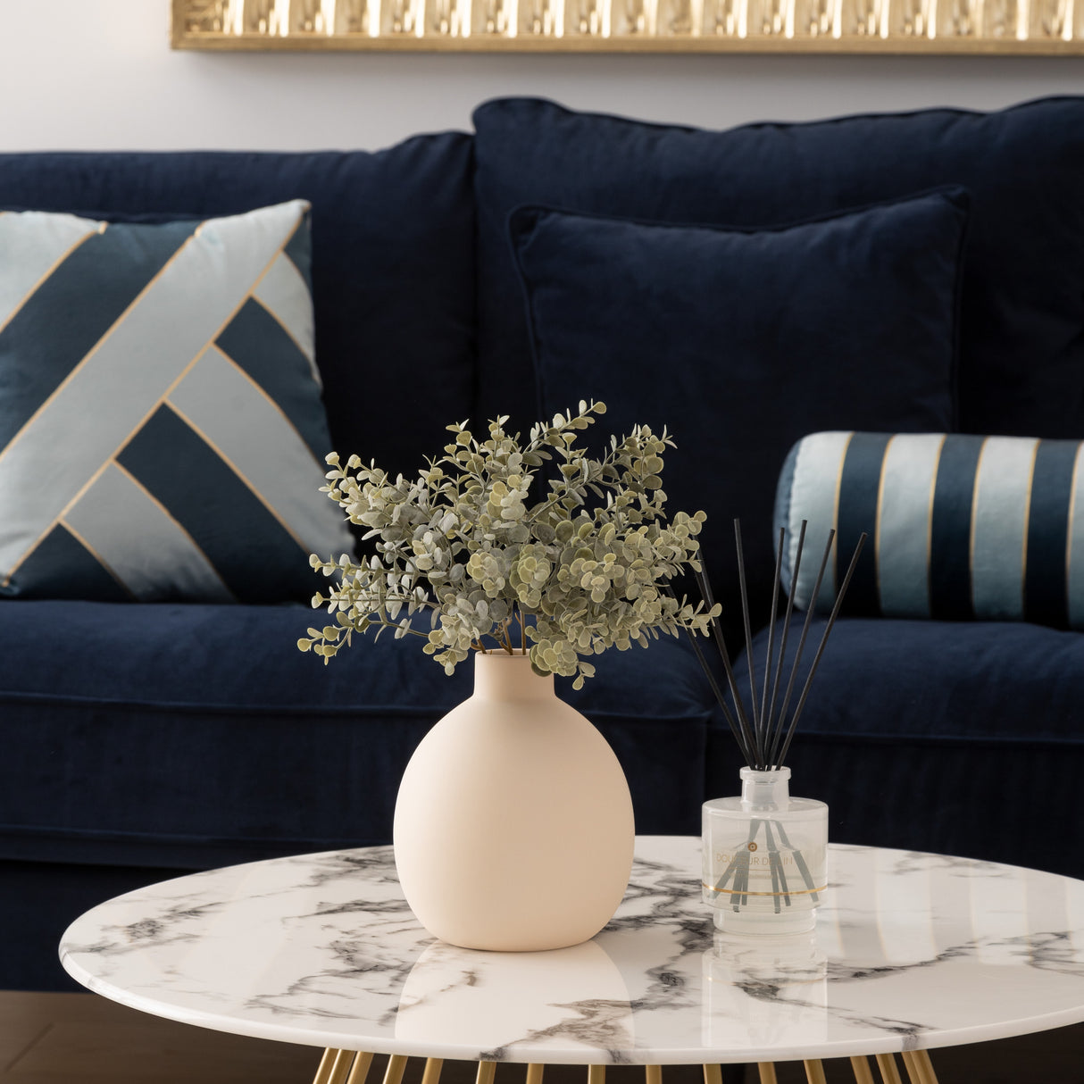 Masă de cafea Atmosphera Rayo, 70x40 cm, efect de marmură