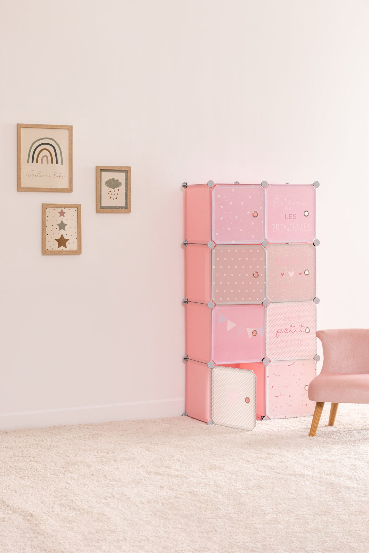 Dulap textil pentru copii Atmosphera, 139 cm, roz