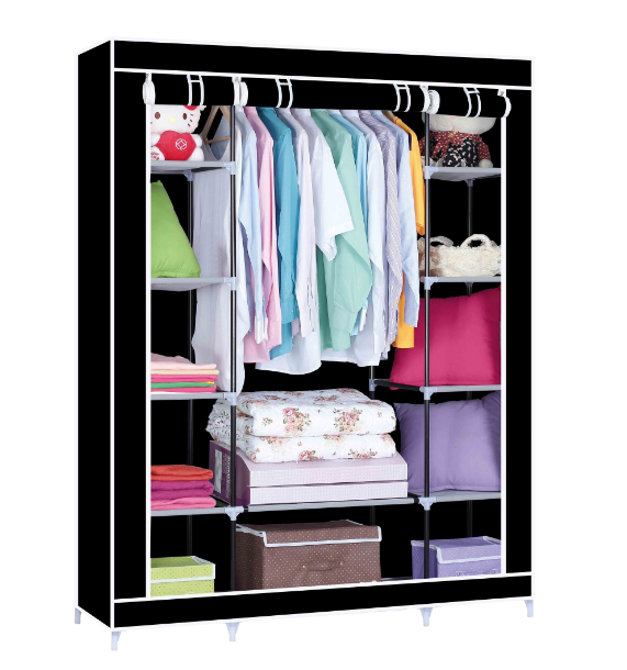 Dulap textil, Herzberg 8009, 12 rafturi, 150x45x75 cm, negru