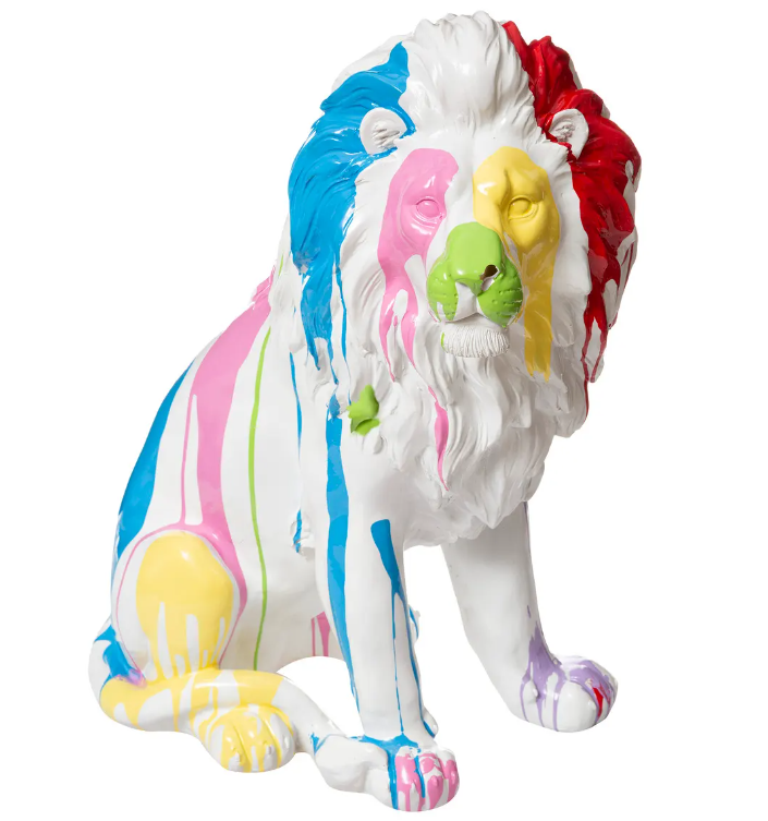 Statuie Atmosphera Lion, 60 cm, rășină albă