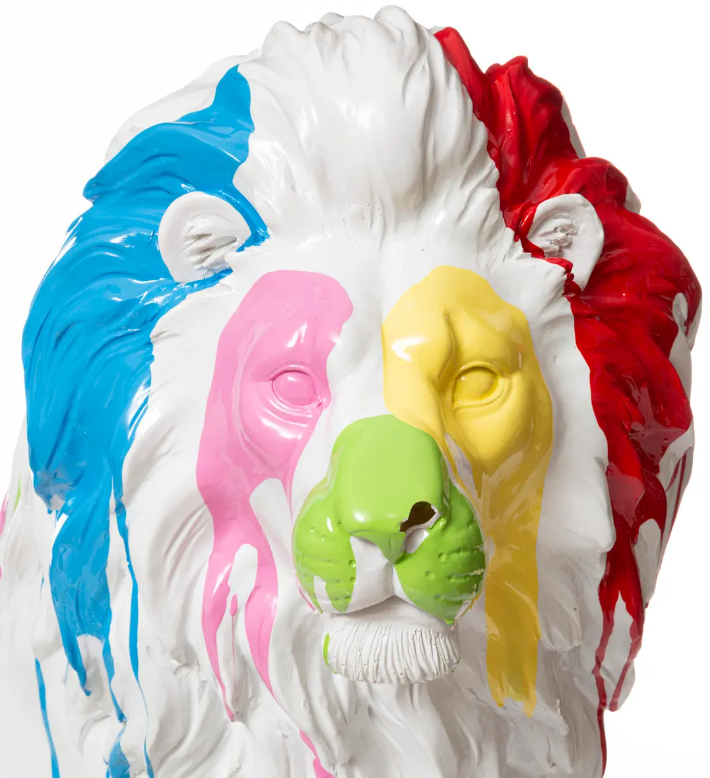 Statuie Atmosphera Lion, 60 cm, rășină albă