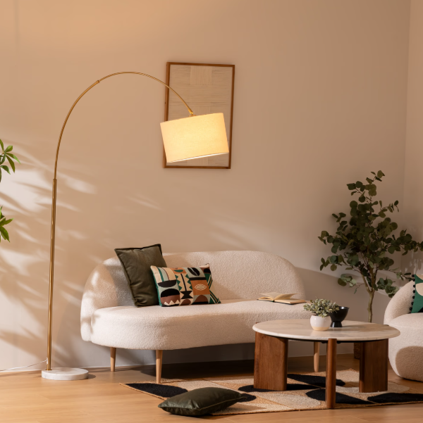 Atmosfera lampion Tilio, H.195cm, Marmura, Aur