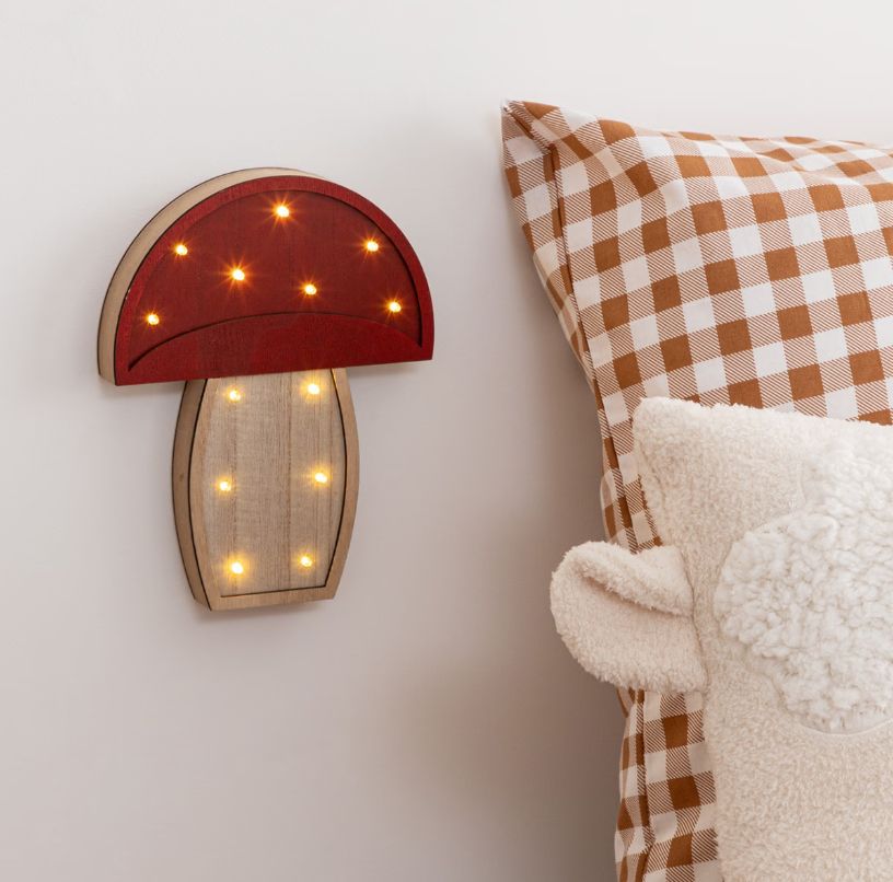 Lampă de noapte pentru copii cu baterii Atmosphera Ciupercă 18x23cm, MDF
