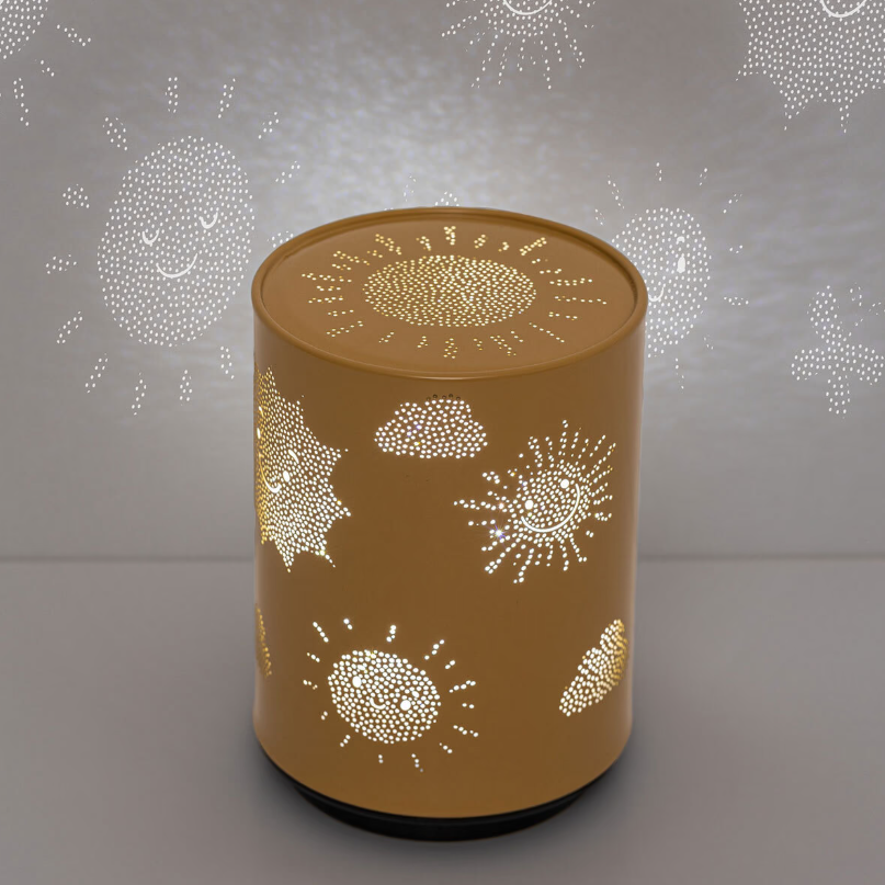 Lampă de noapte pentru copii cu baterii Atmosphera, 13 cm, ocru