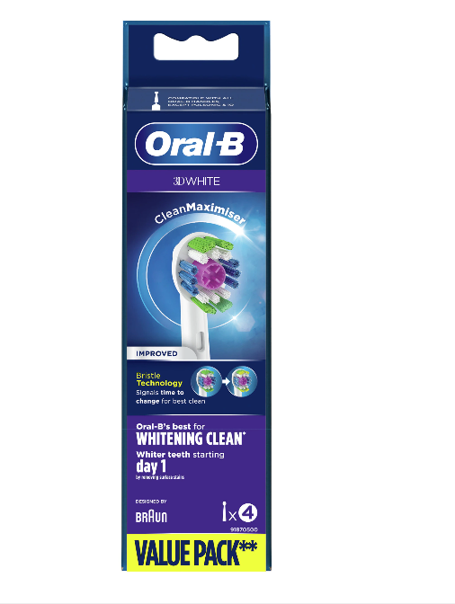 Cap de periuță de dinți electrică Oral-B Cross Action EB50, alb 3D, 4 buc.