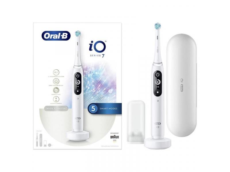 Periuță de dinți electrică Oral-B io7, cu inteligență artificială, albă