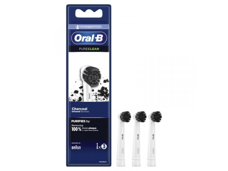 Cap de periuță de dinți electrică, Oral-B Pure Clean Charcoal, pentru albirea dinților, 3 buc.