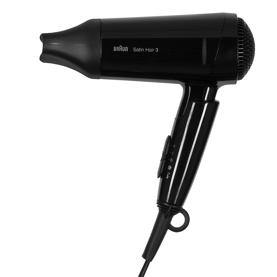 Uscător de păr Braun Satin Hair HD 350, 1600 W, 1 viteză, 2 setări de temperatură, funcție ionica, negru