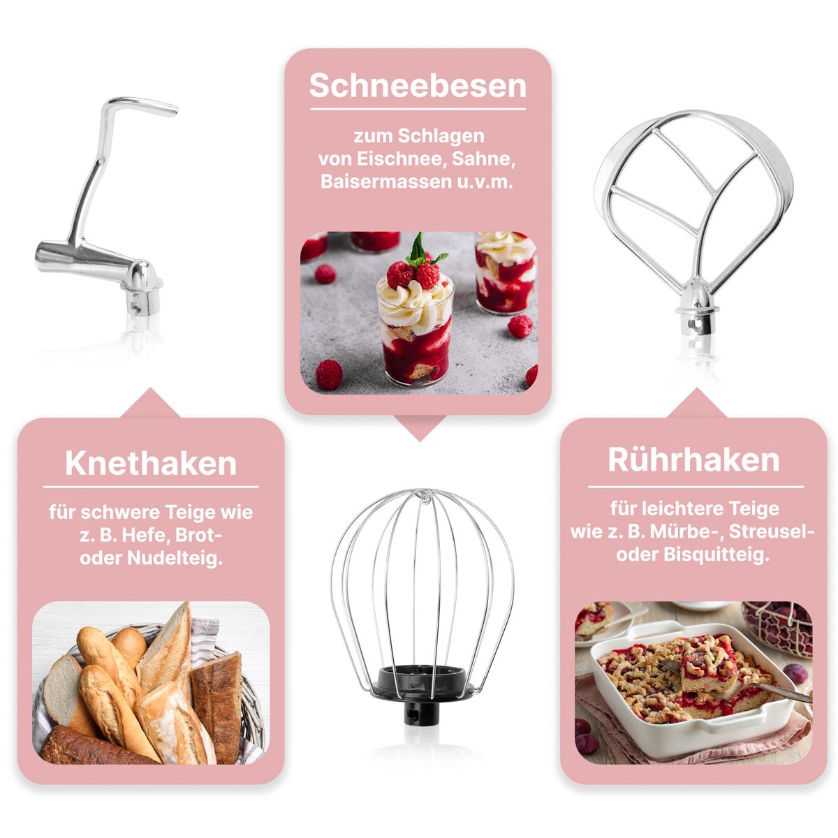 Robot de bucătărie Clatronic KM 3711, 1100 W, 5 l, 220-240 V, Roz