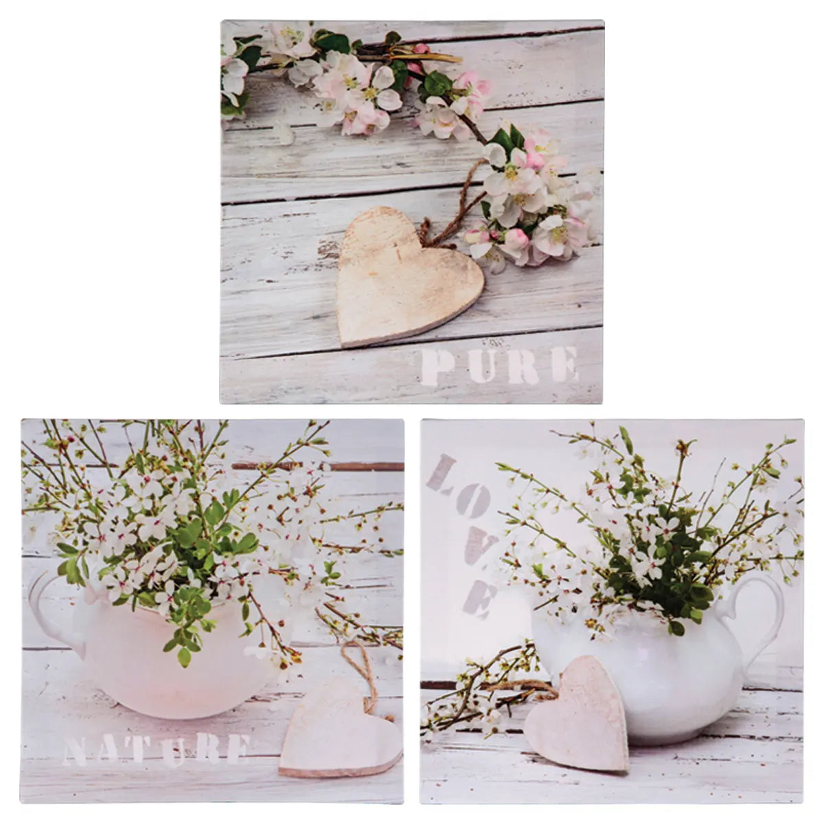 Pictură atmosferă Inimă de natură, Imprimeu pe pânză 28x28 cm, Modele asortate