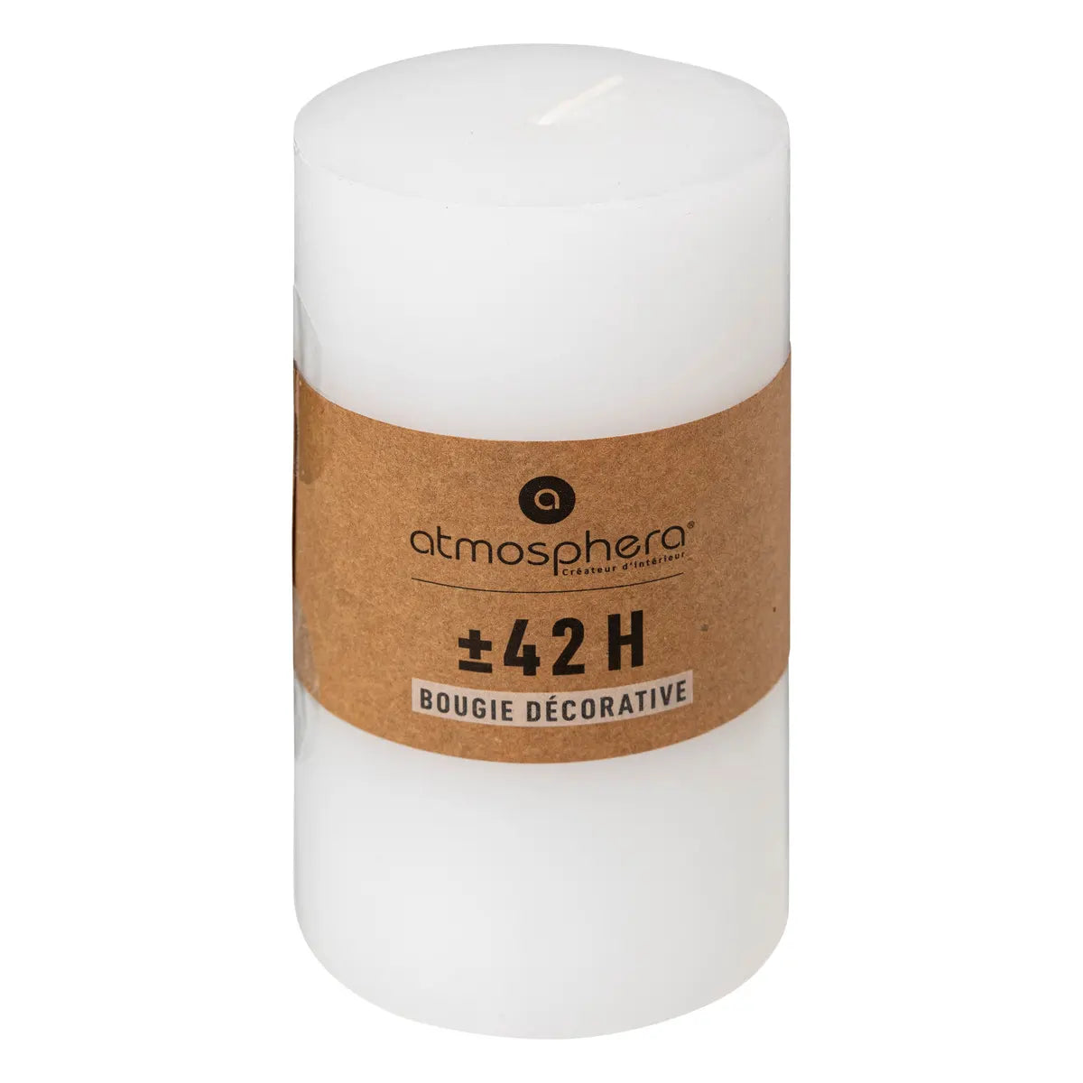 Lumânare neparfumată Atmosphera Hugo, Rotundă, 7x13 cm, Alb