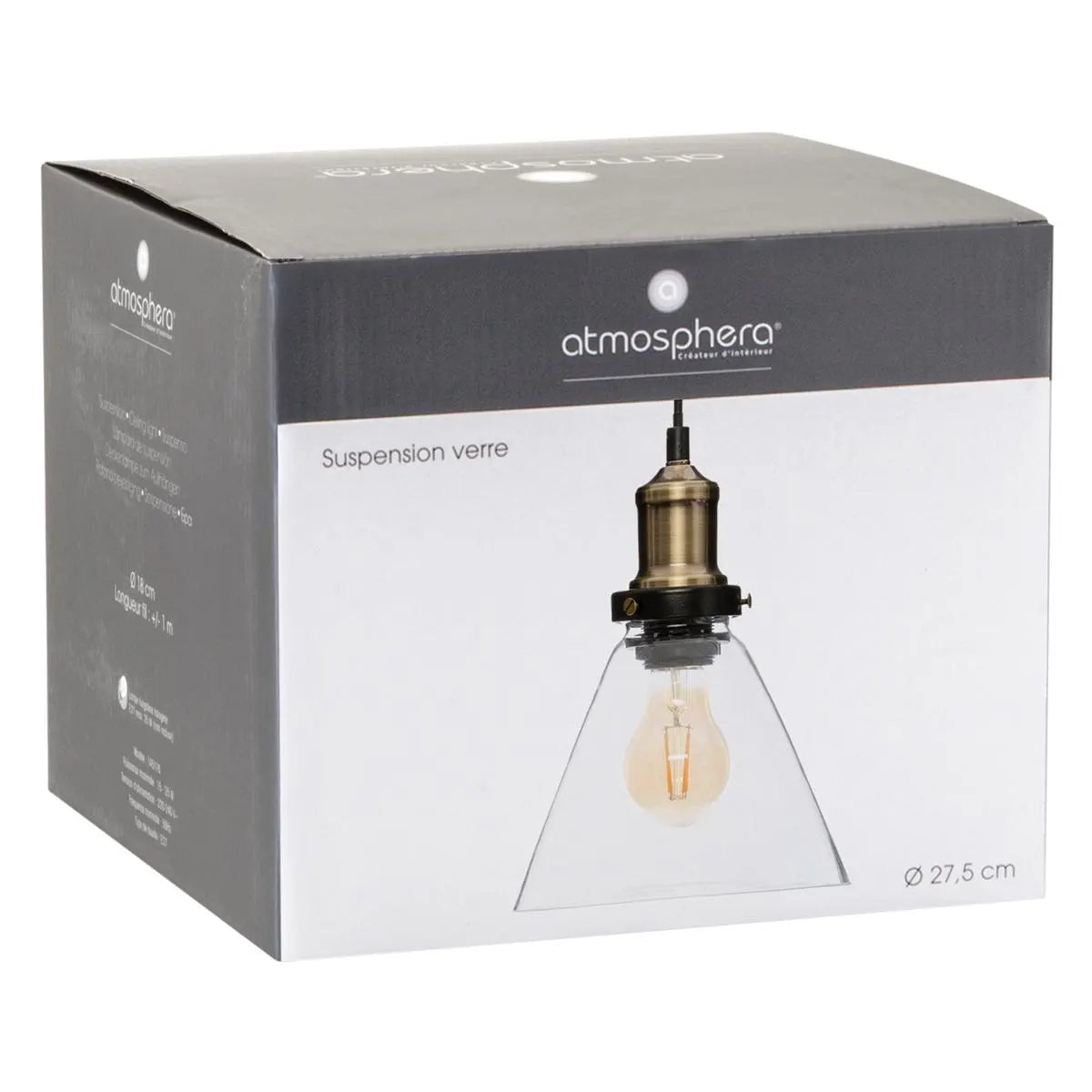 Lampă suspendată Atmosphera Alak, 18 cm, sticlă