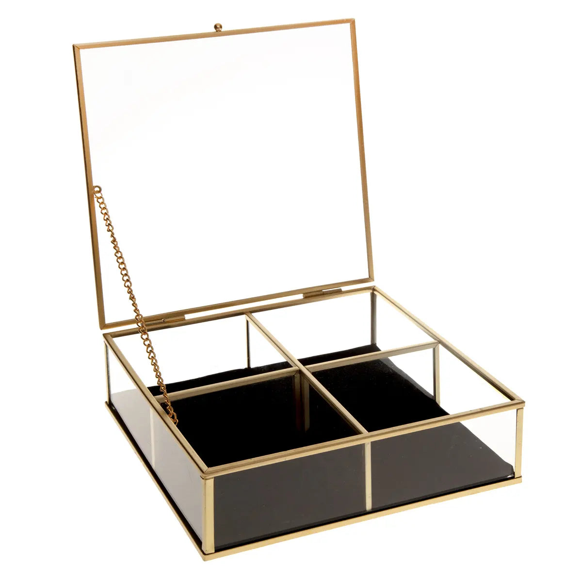 Cutie de depozitare bijuterii Atmosphera Victoria, 20cm, piele întoarsă/sticlă