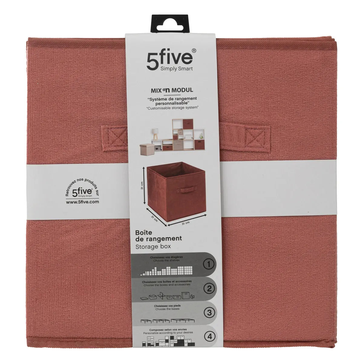 Cutie de depozitare 5five Mix & Modul, Catifea, 31x31 cm