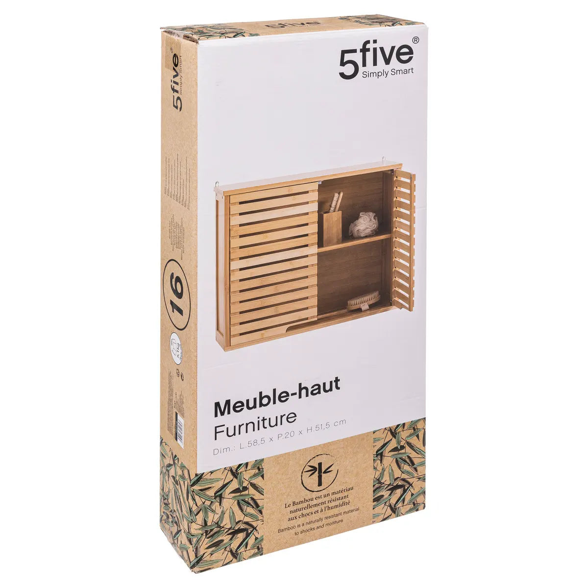 Dulap de baie 5five Sicla, montat pe perete, bambus