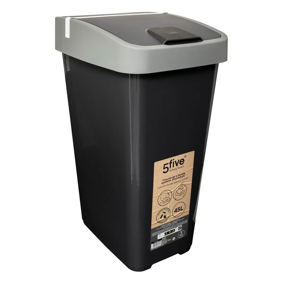 Coș de gunoi 5five, Plastic, Capac dublu