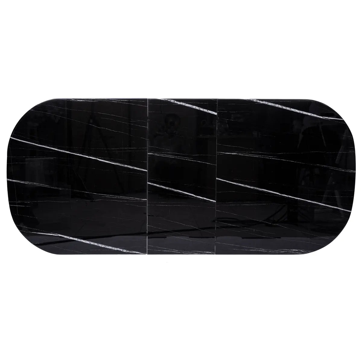 Masă extensibilă Mapu, 160-200x90 cm, sticlă securizată cu efect de marmură