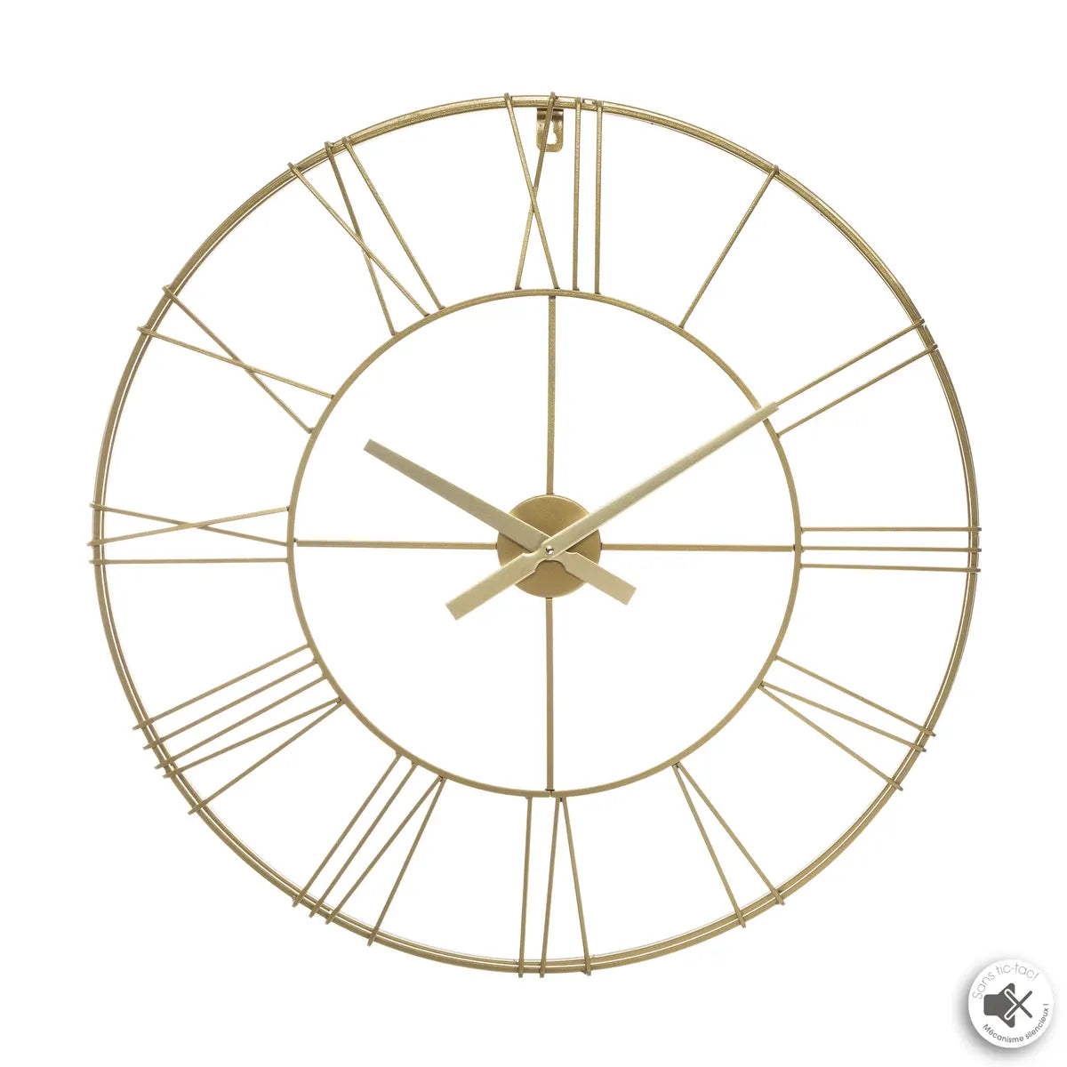 Ceas de perete Atmosphera Phil, Vintage, Ø70 cm, Metal auriu