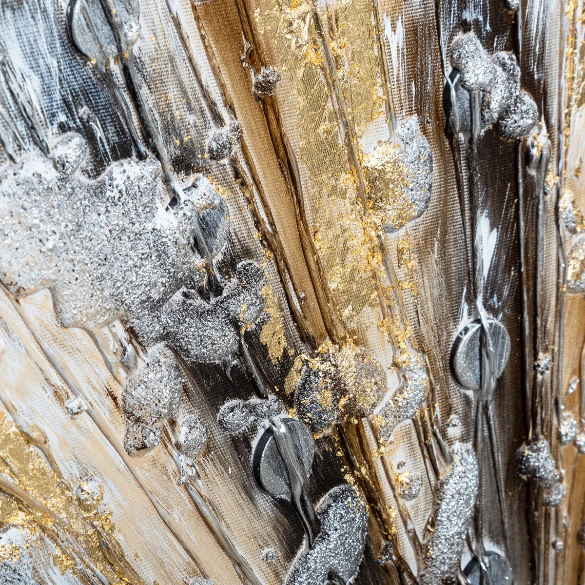 Pictură Atmosphera Kylia, Pânză pictată manual 150x150 cm, Auriu, Modele asortate