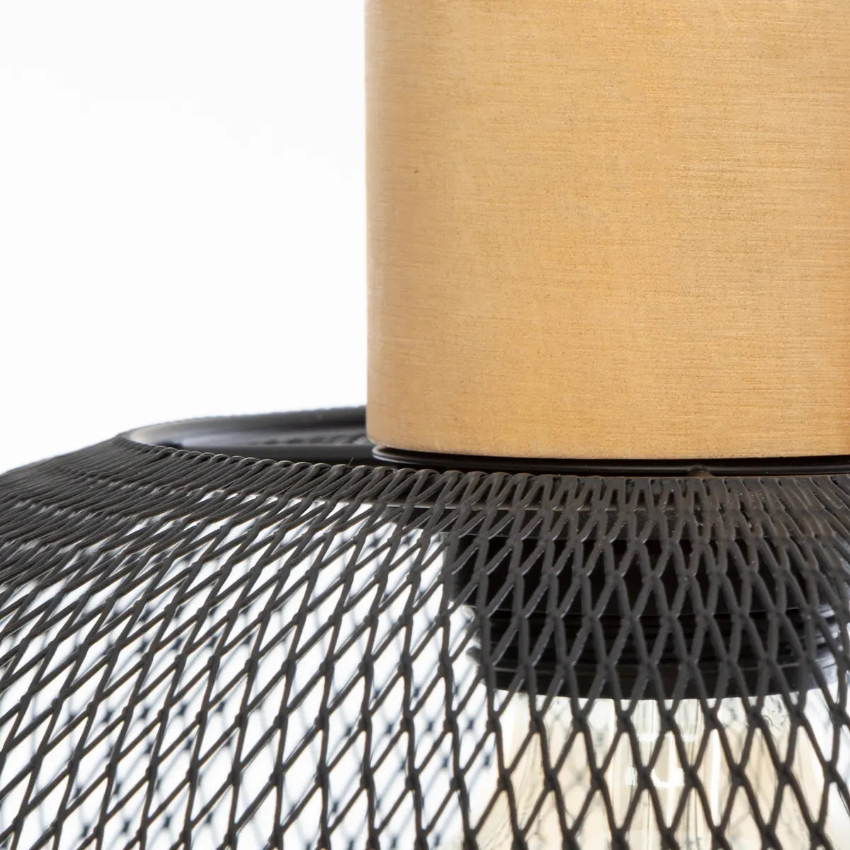 Lampă suspendată Atmosphera Sam, 30 cm, Metal, Lemn