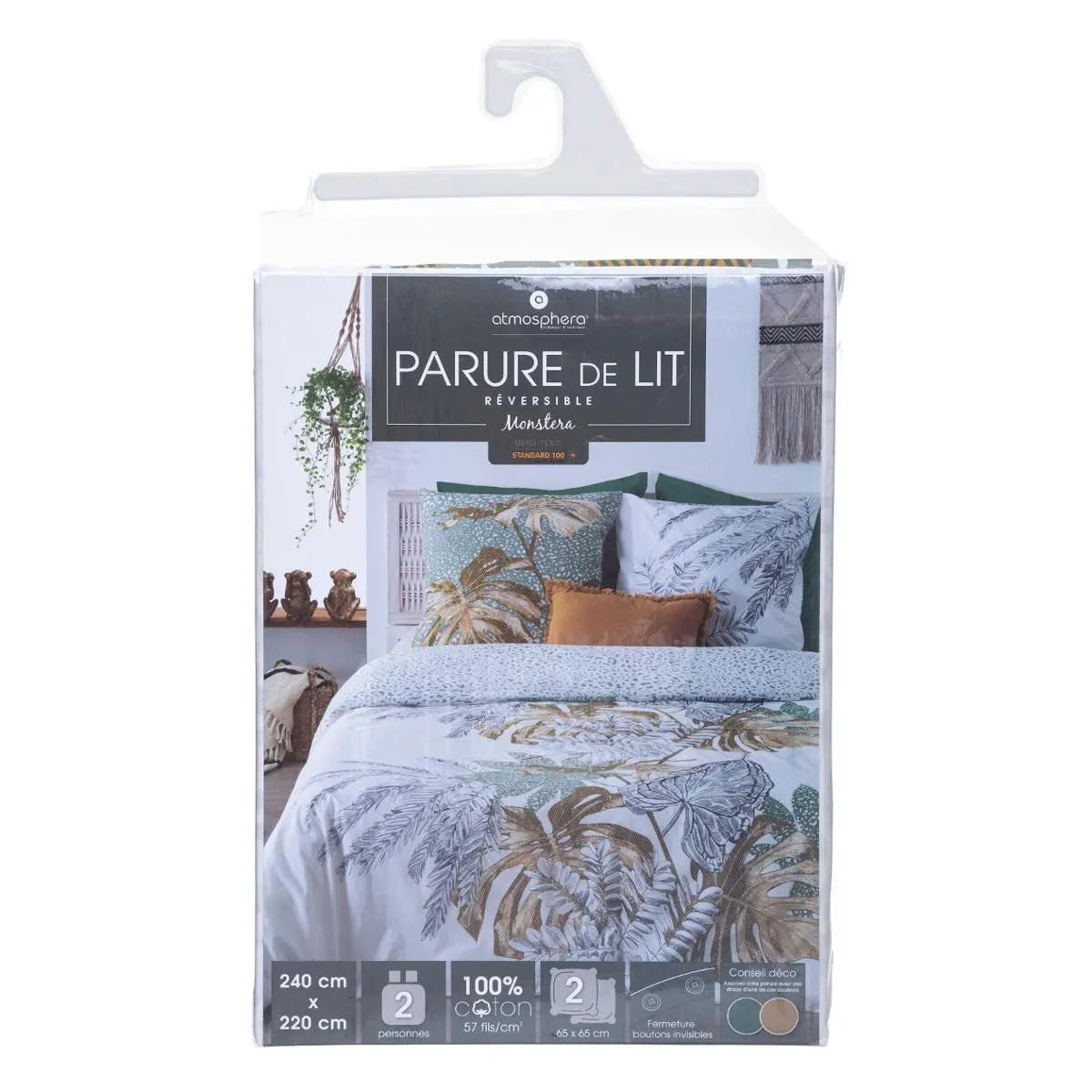 Lenjerie de pat Atmosphera Monstera, bumbac, 240x220 cm