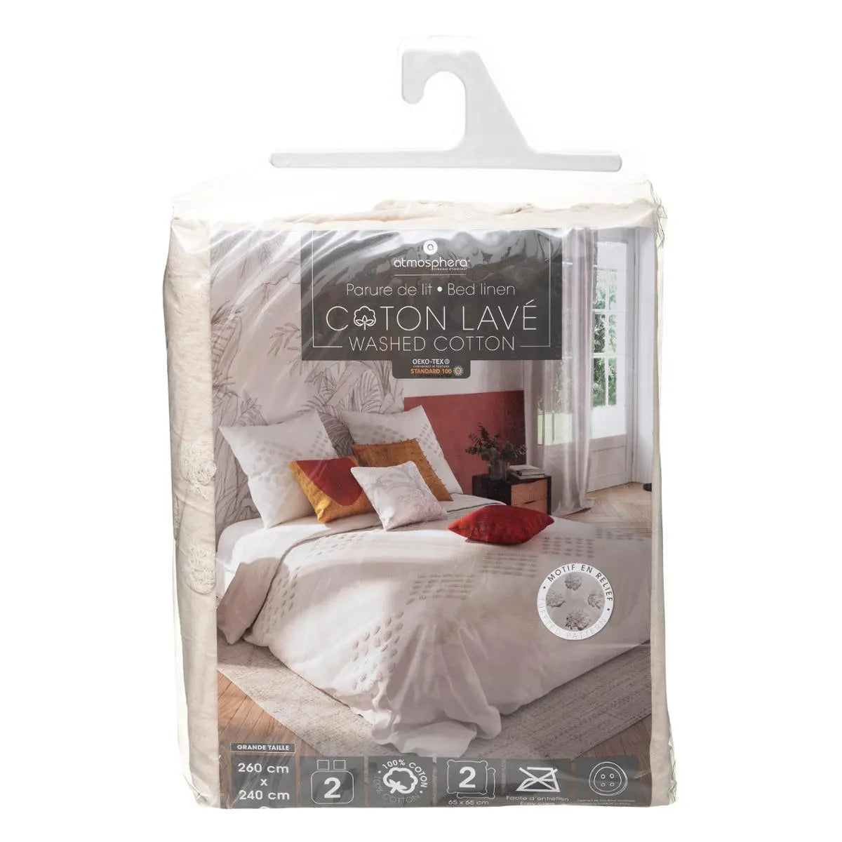 Lenjerie de pat Atmosphera, Bumbac, 260x240 cm, Ivory