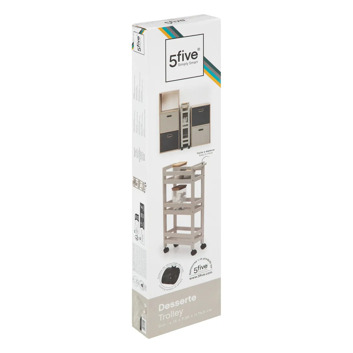 Raft pe roți 5five Colors, raft multifuncțional pentru baie și casă