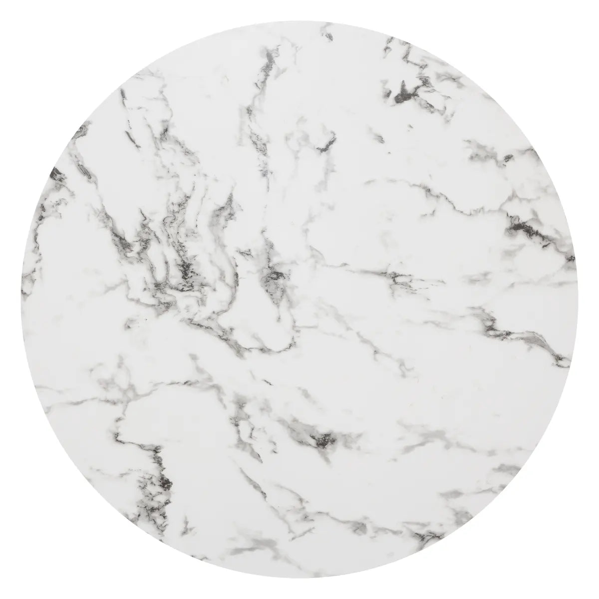 Masă rotundă Rayo, 120 cm, sticlă securizată cu efect de marmură