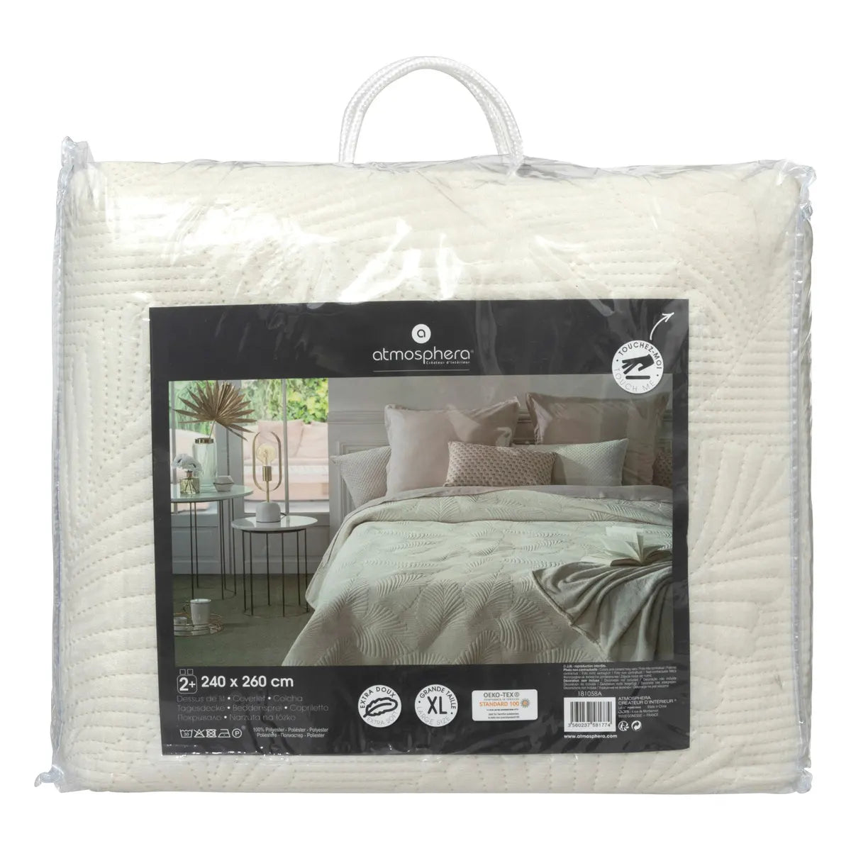 Pătură Atmosphera Leaf, Velour, 240x260 cm, Ivory