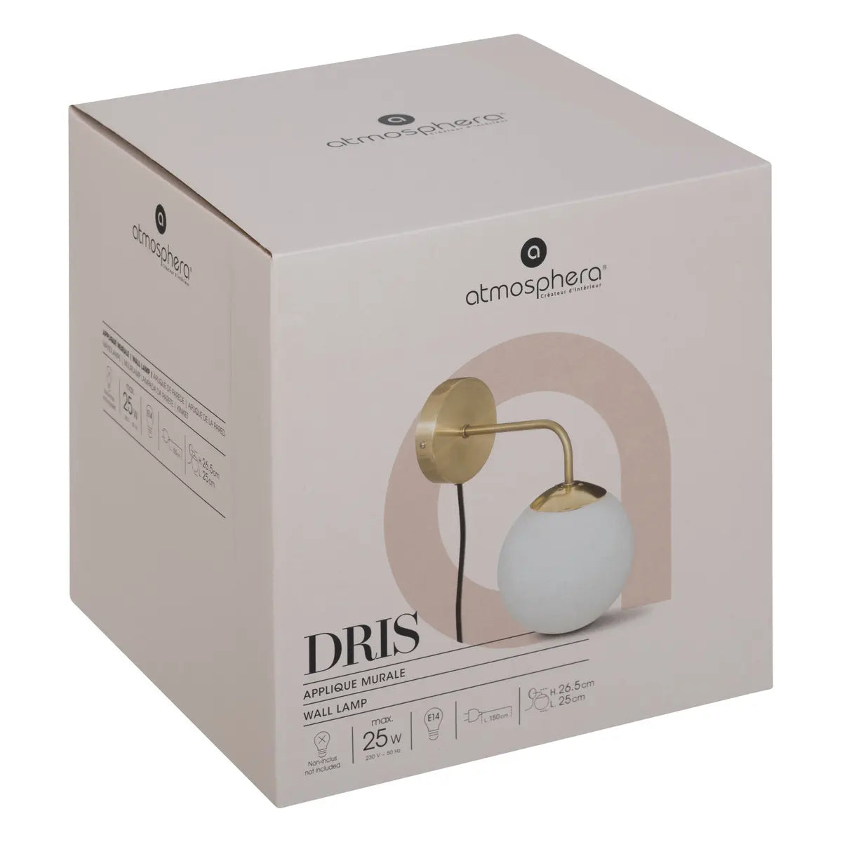 Lampă de perete Atmosphera Dris, 15 cm, sticlă