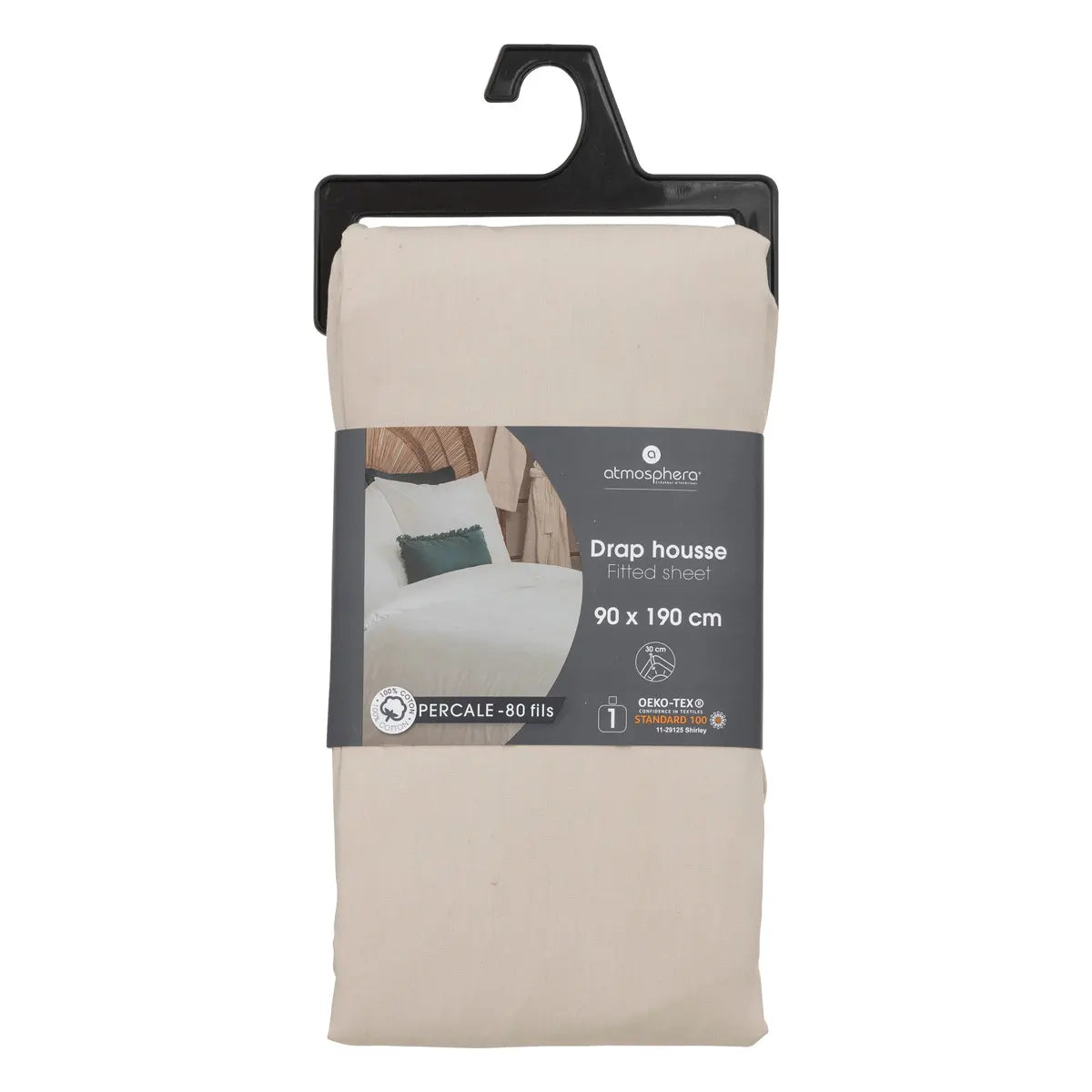 Cearșaf cu elastic Atmosphera, percale, 90x190 cm