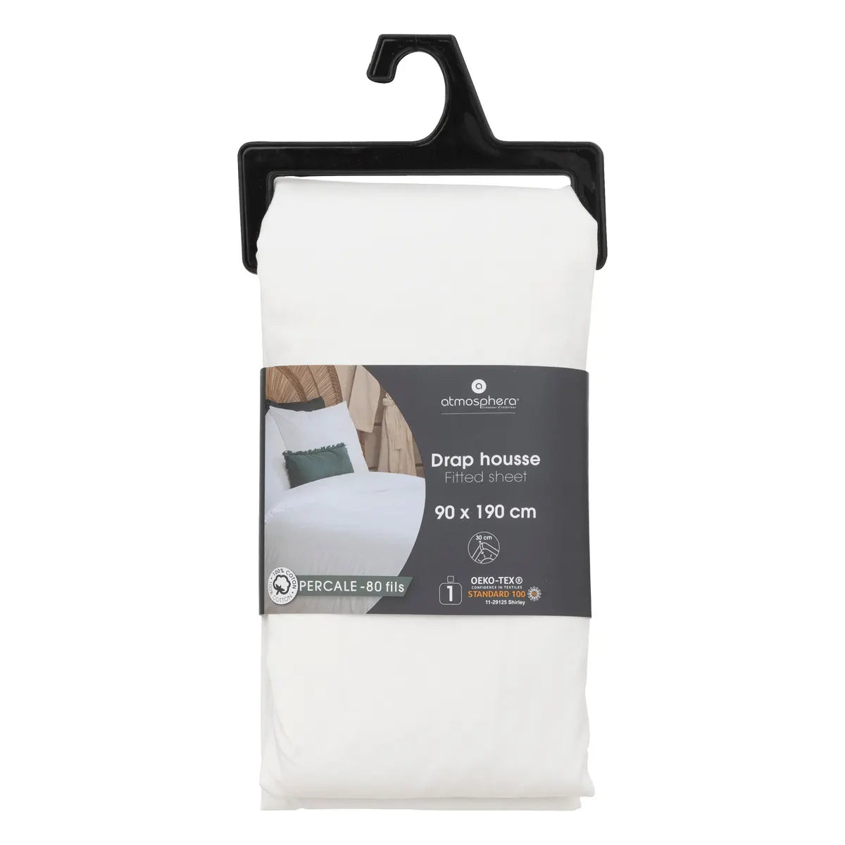 Cearșaf cu elastic Atmosphera, percale, 90x190 cm