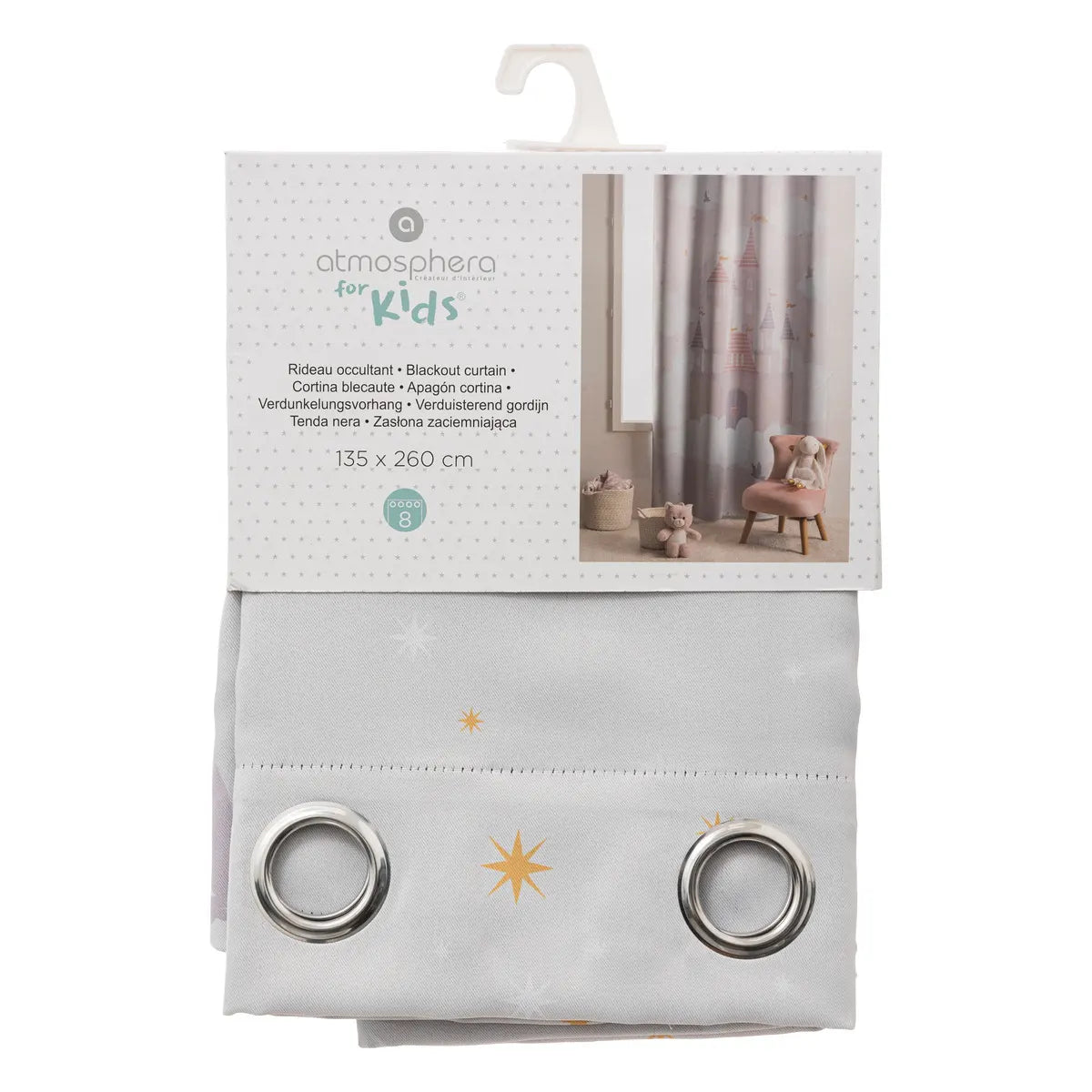 Perdea opacă pentru copii Atmosphera Castle, 135x260 cm, violet