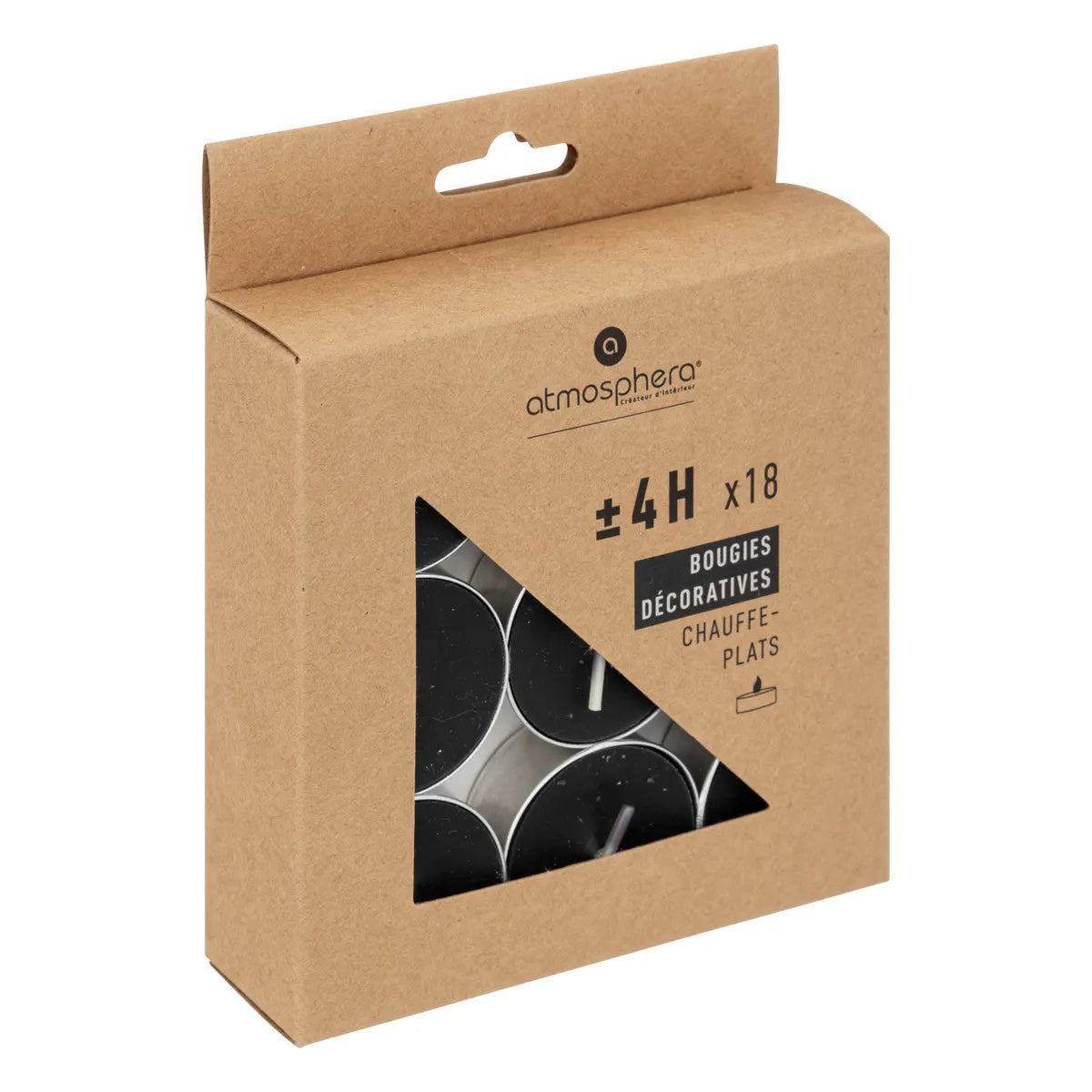 Lumânări tip pastilă neparfumate Atmosphera Hugo, 18 buc.