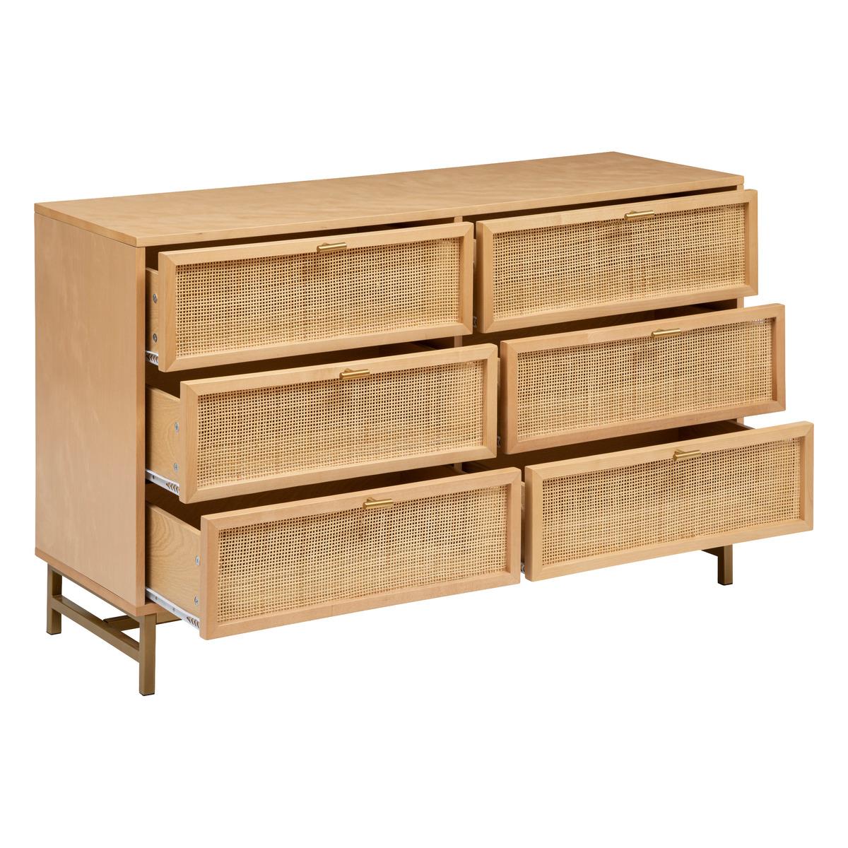 Comodă Atmosphera Rayo, 6 sertare, 120x40cm, MDF, mesteacăn