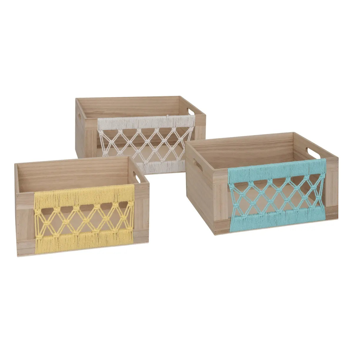 Set de 3 cutii australiene din macrame, MDF