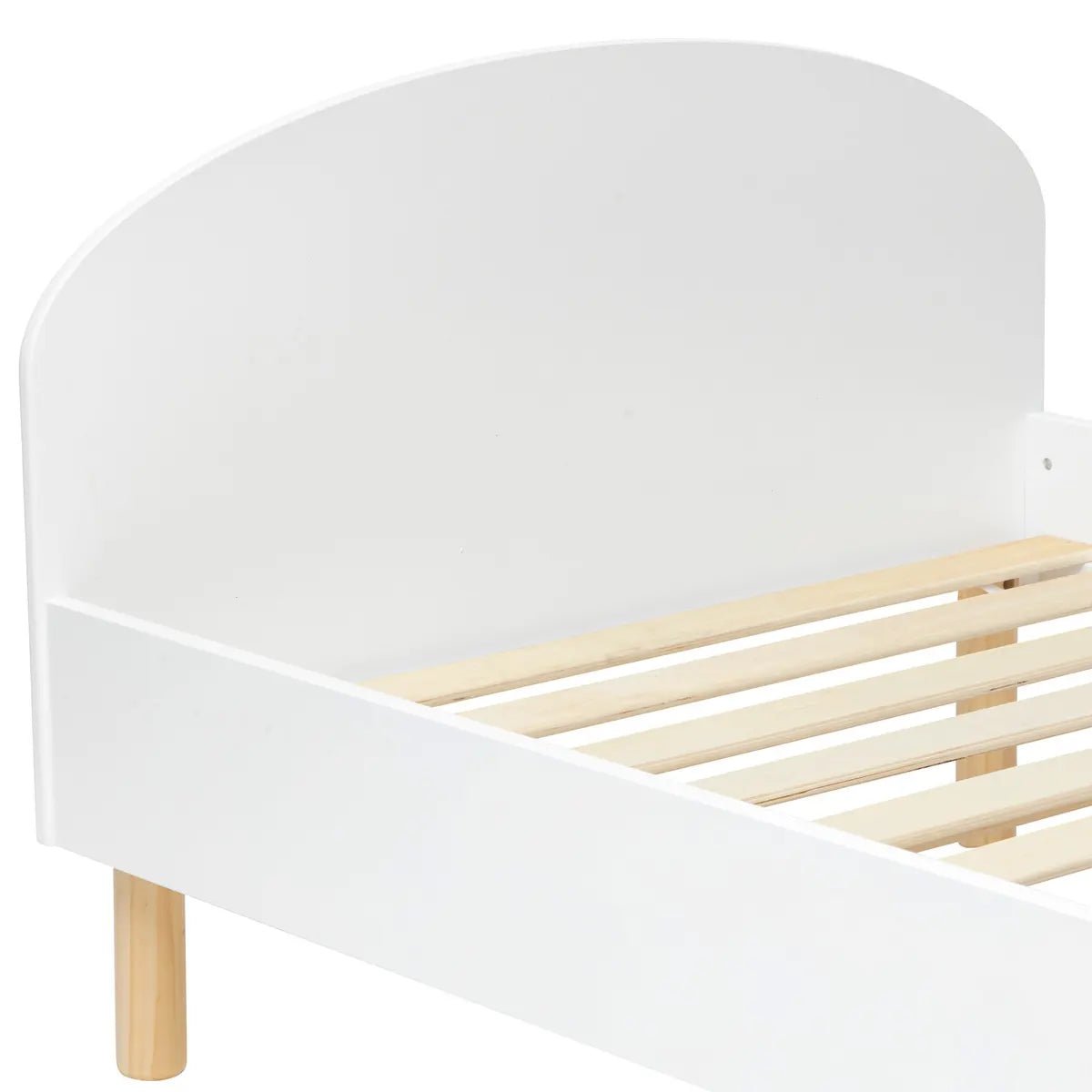 Pat pentru copii cu cadru de saltea Atmosphera Kima Sweetie, alb, MDF, 90x190 cm