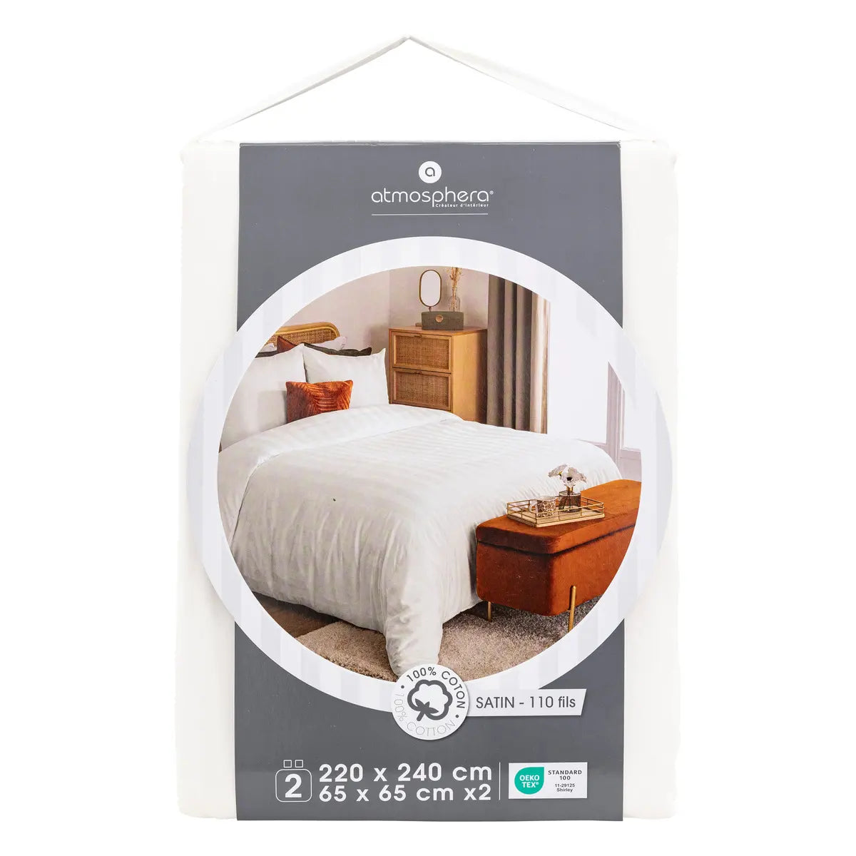 Lenjerie de pat Atmosphera, Satin, 240x220 cm, Alb