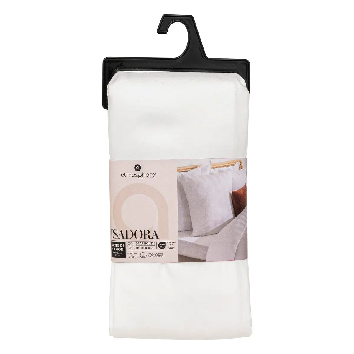 Cearșaf cu elastic Atmosphera Isadora, satinat, 160x200 cm, alb