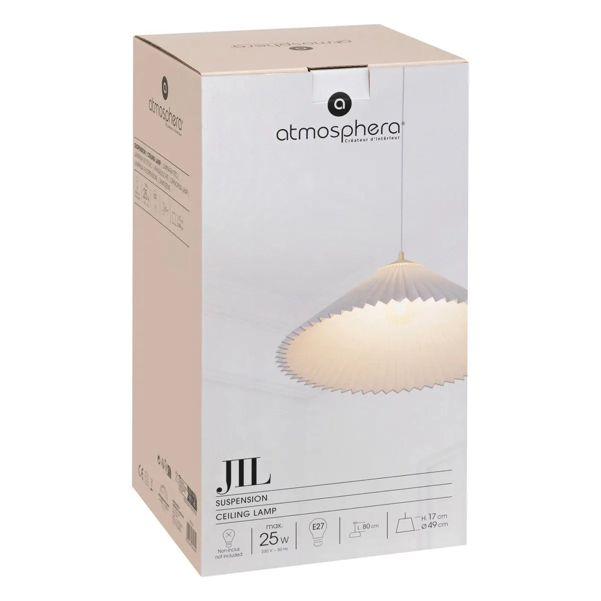 Lampă suspendată Atmosphera Jil, 49 cm, albă