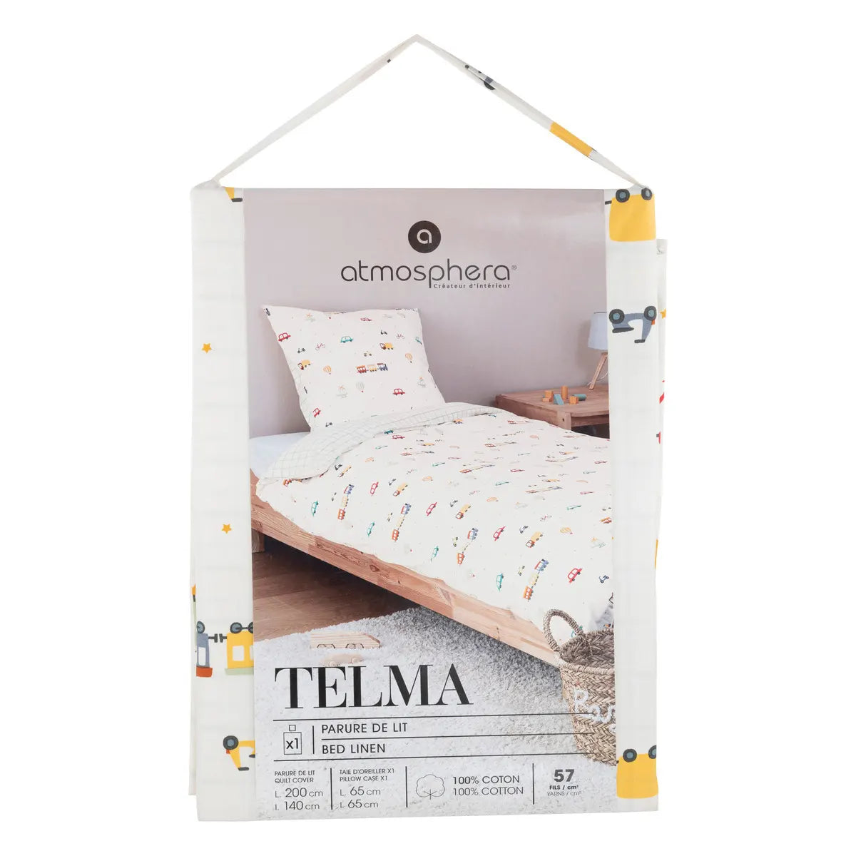 Lenjerie de pat reversibilă pentru copii Atmosphera Cars, 140x200 cm, bumbac