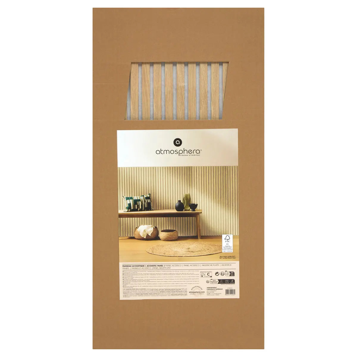 Panou decorativ acustic de perete Atmosphera Colva, MDF, 120x60 cm