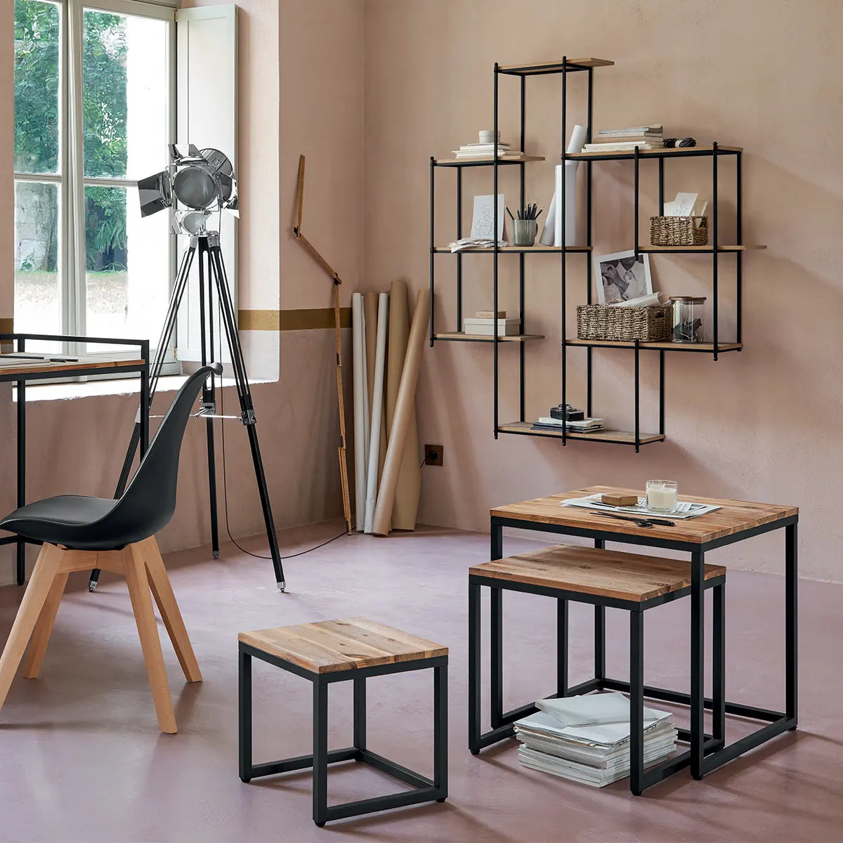 Masă de cafea Atmosphera Edéna, salcâm, 3 piese