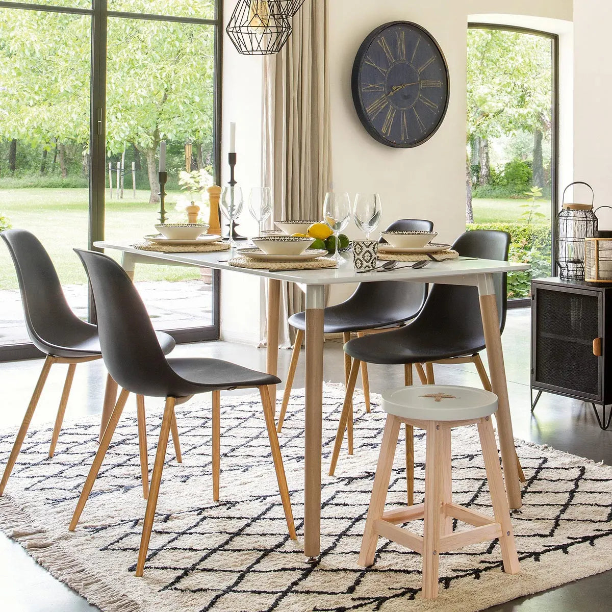 Masă de dining Roka, 150x80 cm, MDF mesteacăn, alb